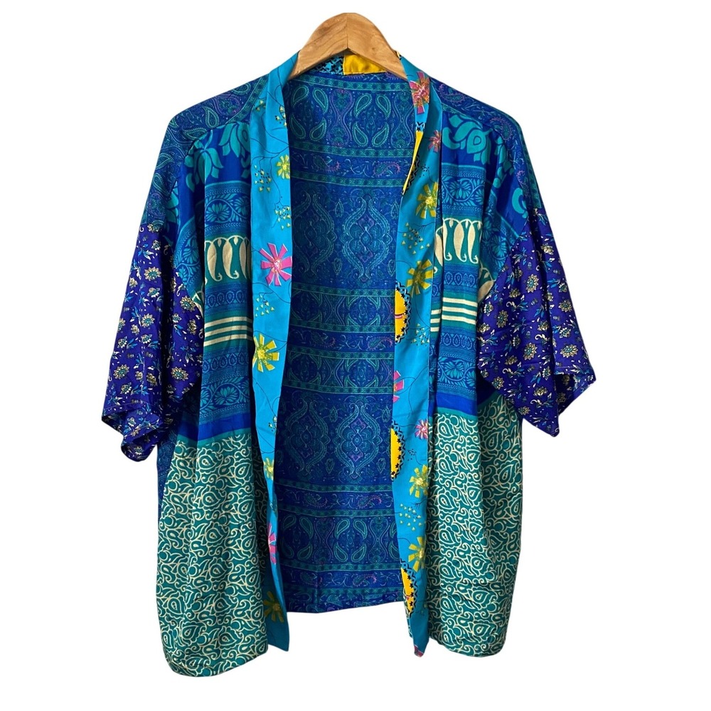 Karma Highway Womens Bohemian Patchwork Kimono Style‎ Open Front OS